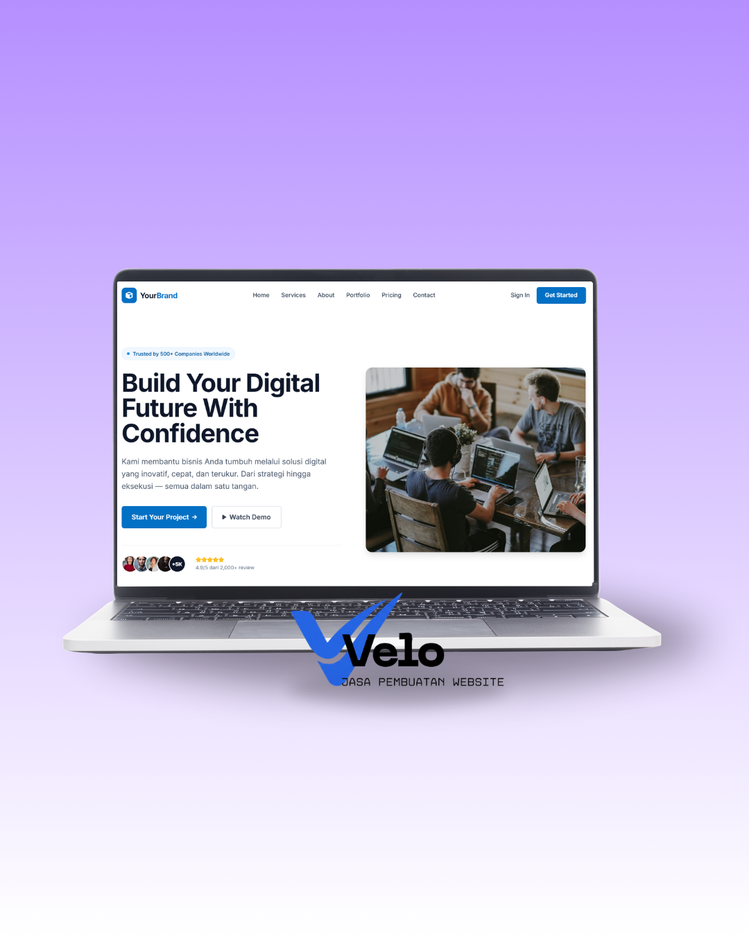 Jasa pembuatan landing page bisnis profesional oleh VELO